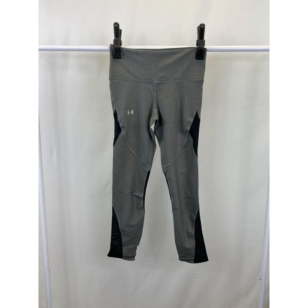 Under Armour Heatgear Women's Fashion Ankle Crop Leggings (Grey/Black, S) NEW - Picture 3 of 6